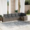 vidaXL Garden Sofa Set Grey PE rattan, powder-coated steel, 100% polyester