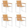 vidaXL Patio Chairs 4 pcs Solid Teak Wood and Stainless Steel