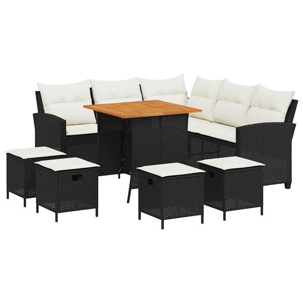 vidaXL Garden Sofa Set Black, Cream White