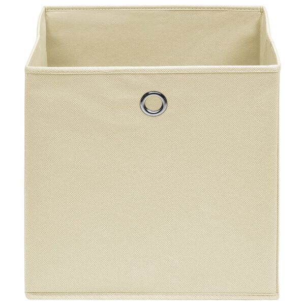vidaXL Storage Box Set of 10 Cream Non-woven fabric 11 x 11 x 11 in