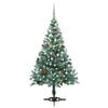 vidaXL Frosted Pre-lit Christmas Tree with Ball Set Pinecones 59.1"