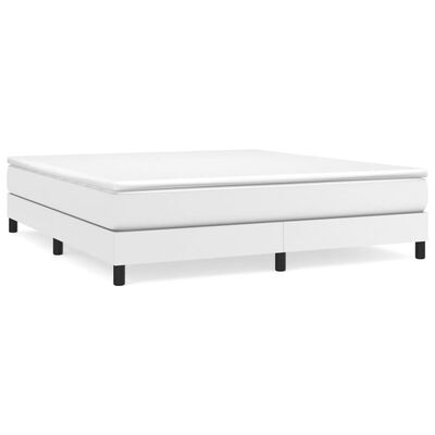 vidaXL Box Spring Bed with Mattress White 76"x79.9" King Faux Leather