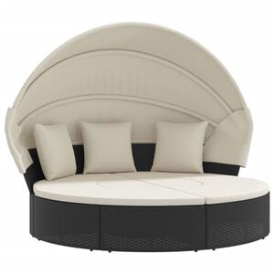 vidaXL Outdoor Lounge Bed Black and Cream