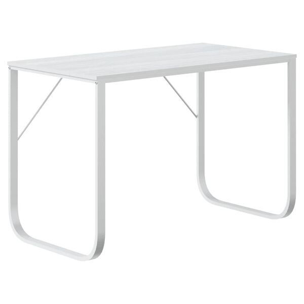 vidaXL Computer Desk White Engineered Wood, Powder-Coated Metal