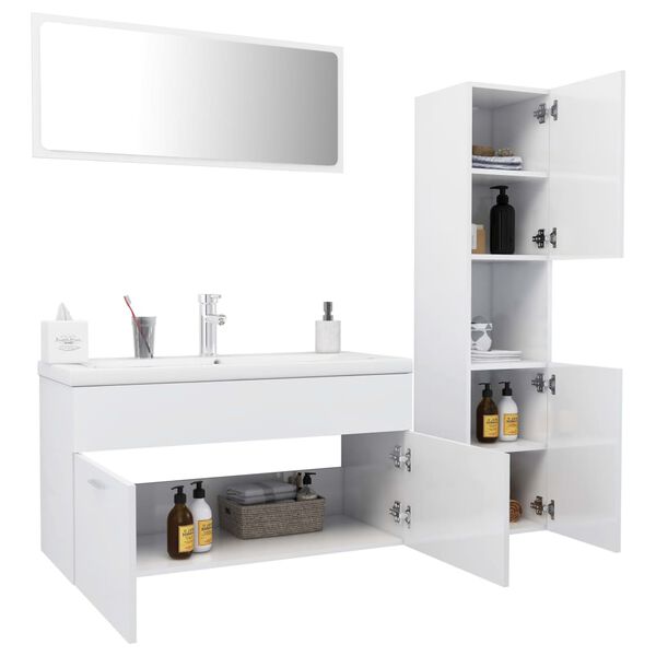 vidaXL Bathroom Furniture Set High gloss white Engineered wood, Acrylic