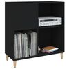 vidaXL Record Cabinet Black Engineered wood, solid eucalyptus wood Medium