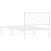 vidaXL Bed Frame White Steel Twin Bed Frame Rectangular Industrial