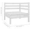vidaXL Garden Lounge Set White Solid Pine Wood 25.0 in x 25.0 in x 24.6 in