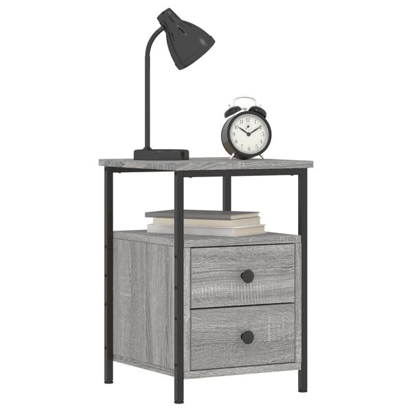 vidaXL Bedside Cabinet Grey Sonoma Engineered wood, Iron Compact