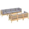 vidaXL Garden Lounge Set Grey Solid pinewood, 100% polyester Large