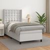 vidaXL Box Spring Bed with Mattress White 39.4"x74.8" Twin Faux Leather