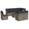 vidaXL Garden Sofa Set Grey PE Rattan, Powder-Coated Steel, Tempered Glass