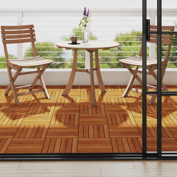 vidaxl 10 pcs Acacia Decking Tiles 11.8"x11.8" Vertical Pattern