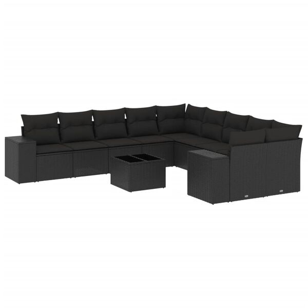 vidaXL Garden Sofa Set Black PE rattan Large Modular Garden Sofa Set