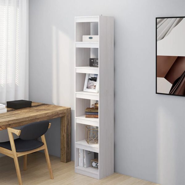 vidaXL Book Cabinet White Solid Pinewood 78.3 in tall Book Cabinet