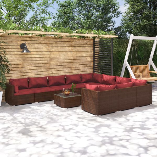 vidaXL Garden Lounge Set Brown PE rattan Large Modular