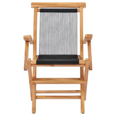 vidaXL Folding Patio Chairs 2 pcs Solid Teak Wood and Rope