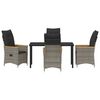 vidaXL Garden Dining Set with Cushion 5 pcs Grey Poly Rattan