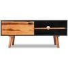 vidaXL TV Cabinet Black and Brown Solid Acacia Wood and MDF TV Cabinet