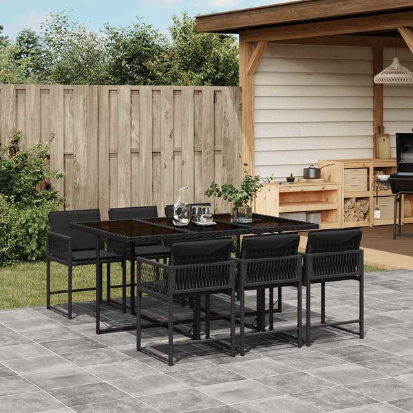 vidaXL Garden Dining Set Black PE Rattan 6-seater Foldable