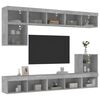 vidaXL TV Wall Unit Concrete Grey Engineered Wood, Glass Large