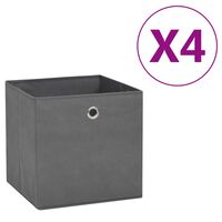 vidaXL Storage Boxes 4 pcs Non-woven Fabric 11"x11"x11" Gray