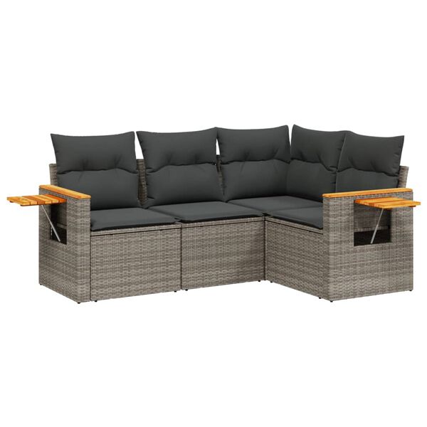vidaXL Garden Sofa Set Grey PE rattan Large Adjustable Feet