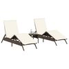 vidaXL Sun Lounger Set of 2 Brown PE rattan Standard