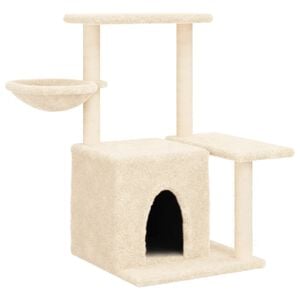 vidaXL Cat Tree Cream Engineered wood, Plush, Sisal
