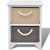 vidaXL Bedside Cabinet Beige Paulownia wood 13.8 x 10.6 x 18.9 in