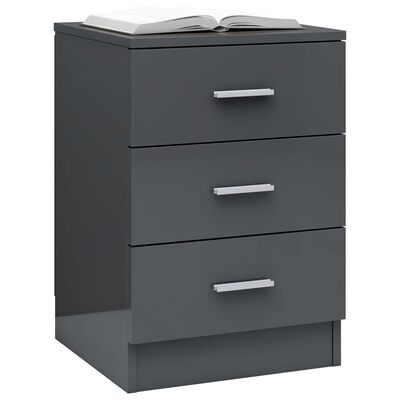 vidaXL Bedside Cabinets 2 pcs High Gloss Gray 15" x 13.8" x 22" Engineered Wood