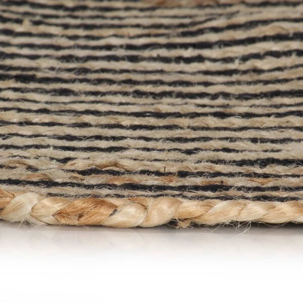 vidaXL Area Rug Natural and Black 50% Jute, 50% Cotton 35.4 in diameter
