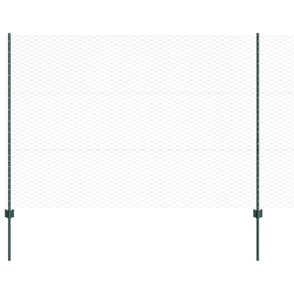 vidaXL Fence with Post Green 4.92 x 164.04 ft Steel and PVC
