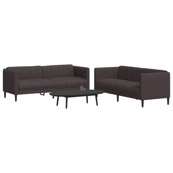 vidaXL Sofa Set Dark Brown Polyester 70.5 in Sofa Set Rectangular