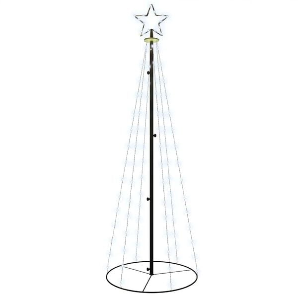 vidaXL Christmas Cone Tree Cold white Powder-coated steel, copper, PVC