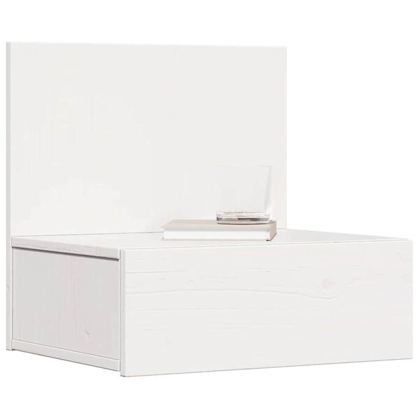 vidaXL Bedside Table White 16.54 x 12.80 x 15.75 in Solid pine wood