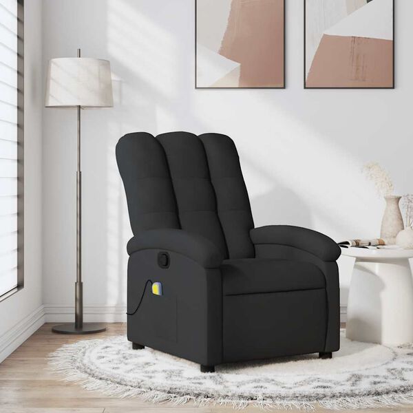 vidaXL Massage Recliner Chair Black Fabric (100% polyester), metal, plywood