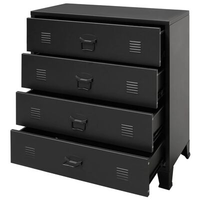 vidaXL Chest of Drawers Metal Industrial Style 30.7"x15.7"x36.6" Black