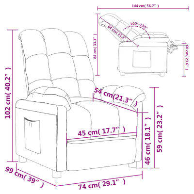 vidaXL Recliner Black Fabric