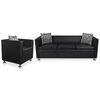 vidaXL Sofa Set Armchair and 3-Seater Black Faux Leather