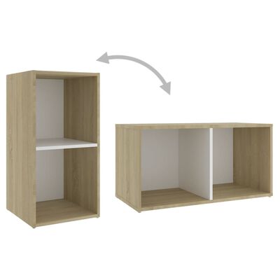 vidaXL TV Cabinets 2 pcs White and Sonoma Oak 28.3"x13.8"x14.4" Engineered Wood