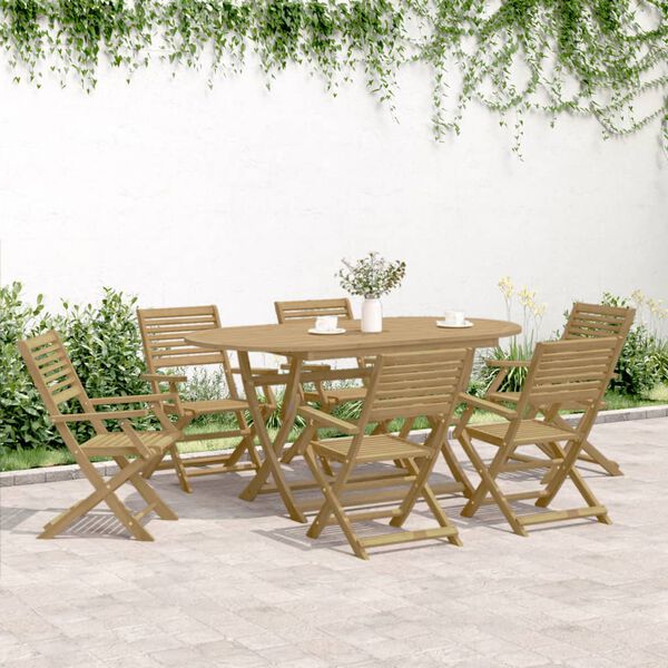 vidaXL Garden Chair Set of 8 Light Wood Solid Acacia Wood Medium
