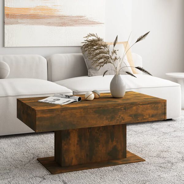 vidaXL Coffee Table Smoked oak Engineered wood 37.8x19.7 in Modern