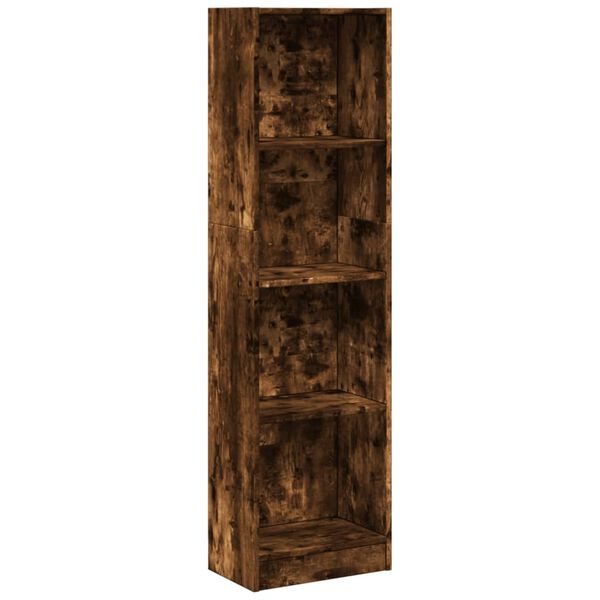 vidaXL Bookcase Smoked oak Engineered wood Tall Bookcase Rectangular