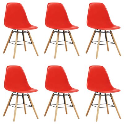 vidaXL Dining Chairs 6 pcs Red Plastic