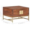 vidaXL Coffee Table Honey brown Solid acacia wood, iron 26.4x26.4x17.7 in