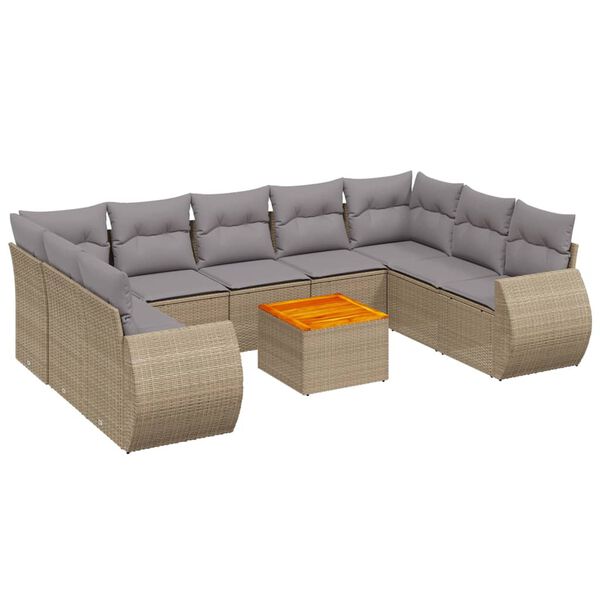 vidaXL Garden Sofa Set Beige, Light Grey