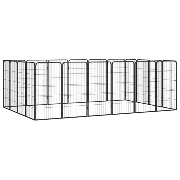 vidaXL Dog Playpen Black Powder-coated steel Dog Playpen Rectangular