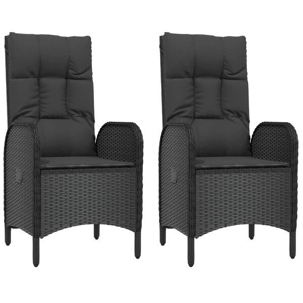 vidaXL Patio Dining Set Black PE Rattan Medium Adjustable Armrests