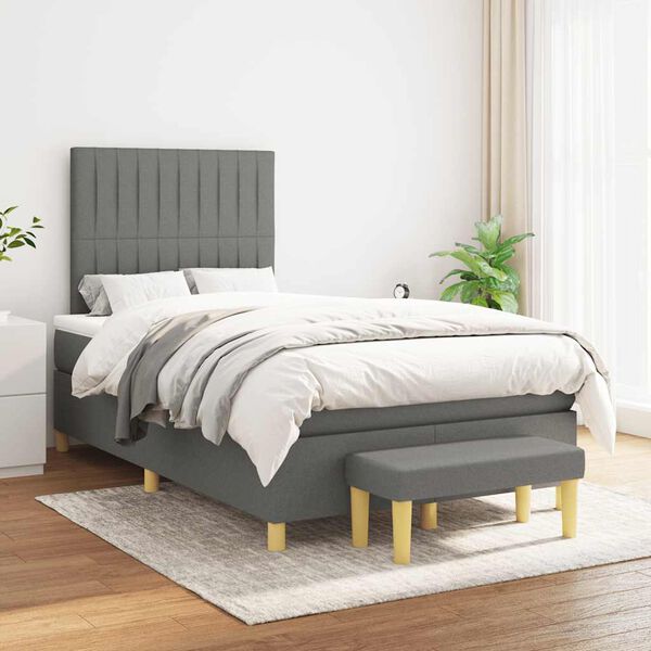 vidaXL Box Spring Bed Dark grey, White